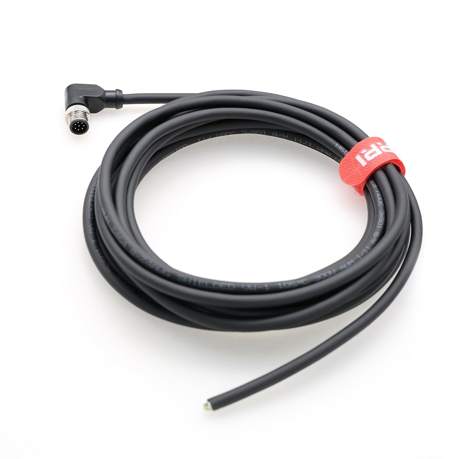 DRRI M12 Right Angle 8-Pins Male Sensor Connector to Fly Lead Waterproof Electrical Shield Cable for Automation Application 7M
