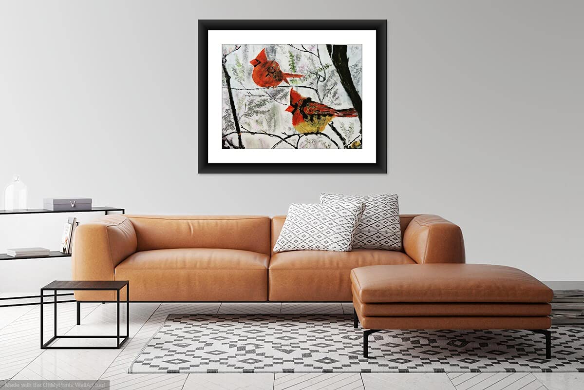 SHSWorks Digital Reprint | Snowbirds | Framed Wall Art Canvas Painting | Signed by Artist | Copyright Protected Artwork | Multicolour 25x27 Inch 2