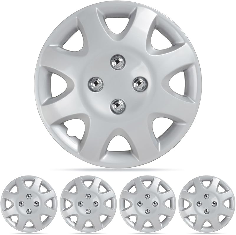 BDK Replacement Hubcaps for 1998-2002 Honda Civic Style Hub Caps Wheel Cover, 14" Silver Replica Cover, OEM Factory Replacement (Set of 4)