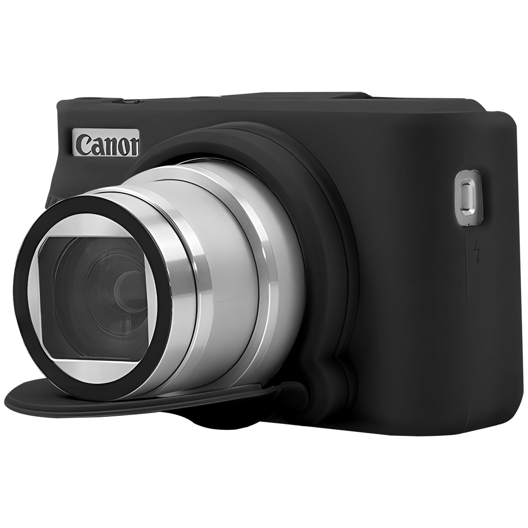 Canboc Camera Silicone Case for Canon PowerShot SX740 SX730 Digital Camera, Soft Silicone Cover with Detachable Lens Cover, Black (Case Only)