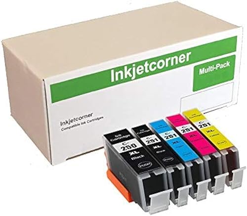 Inkjetcorner Cartuchos de tinta compatibles de repuesto para PGI-250XL CLI-251XL para uso con MG6420 MG5520 MG5522 MX922 MG5420 MG5422 (paquete de 5)