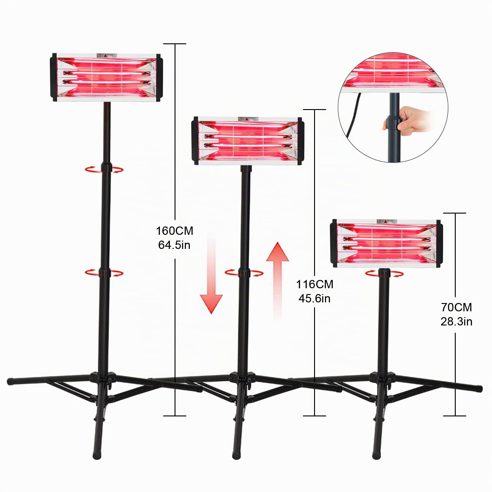 DATOUBOSS 2000W Lampe de Séchage de Peinture Infrarouge de Cuisson, Lampe de polymérisation de Peinture Infrarouge à Ondes Courtes réparation de carrosserie avec support et un timing intelligent