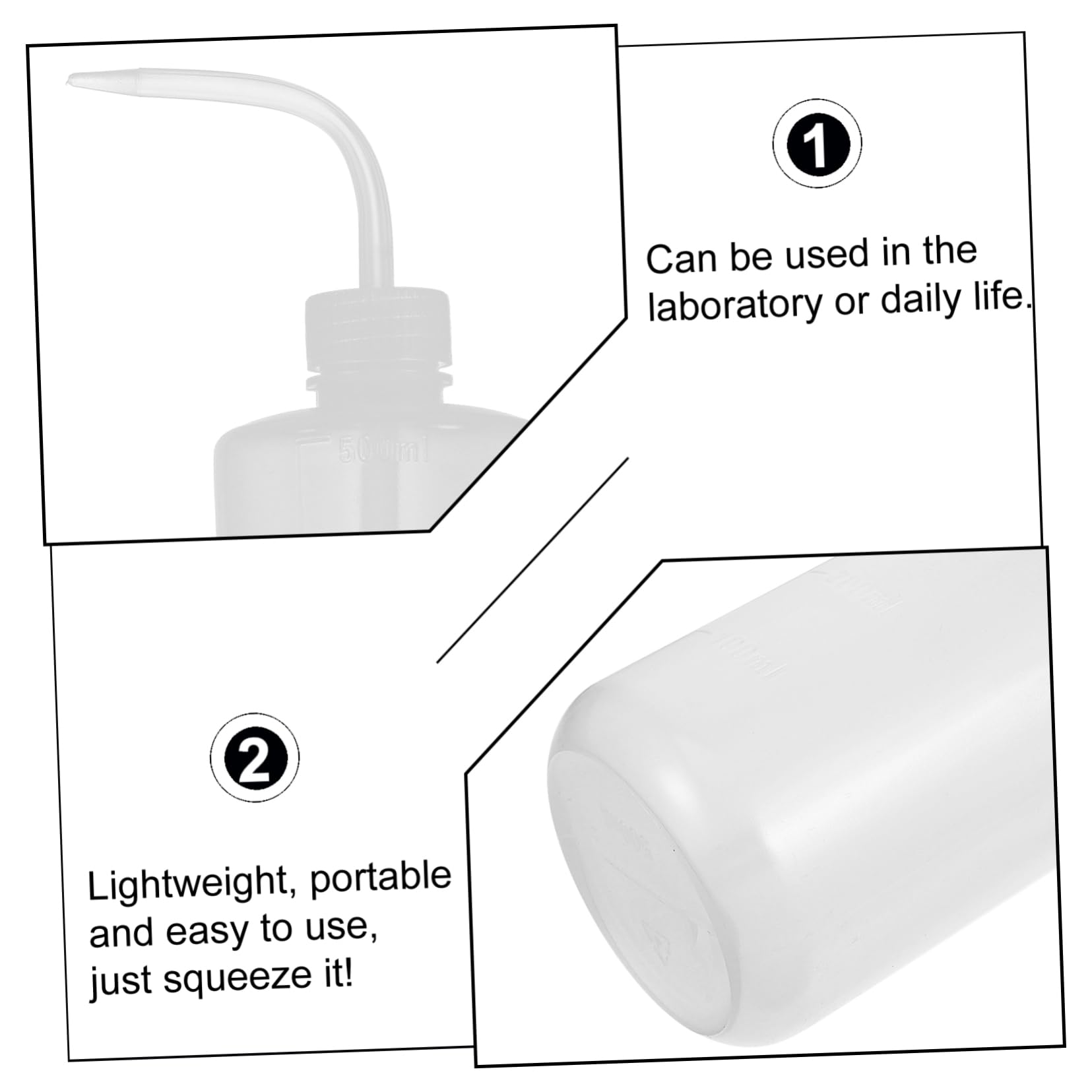 Alipis 6Pcs Graduated Plastic Squeeze Bottles Empty Wash Bottle with Precision Measurement for Labs Cleaning Arts and Crafts and More