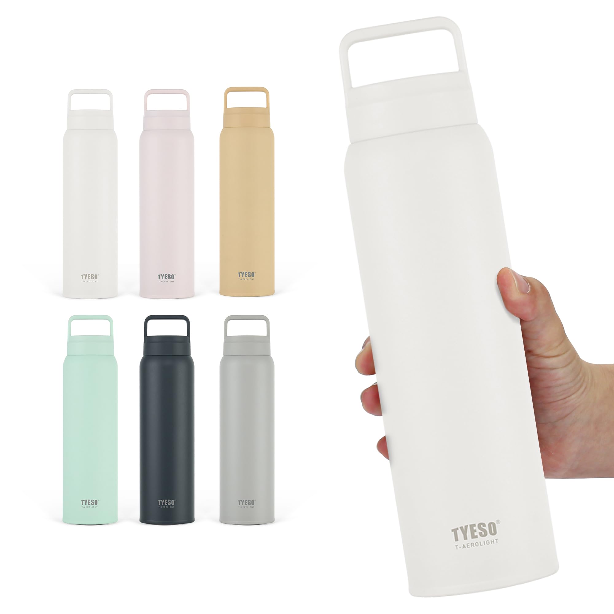 TYESO Insulated Water Bottle 27oz 316 Stainless Steel Lightweight Cream