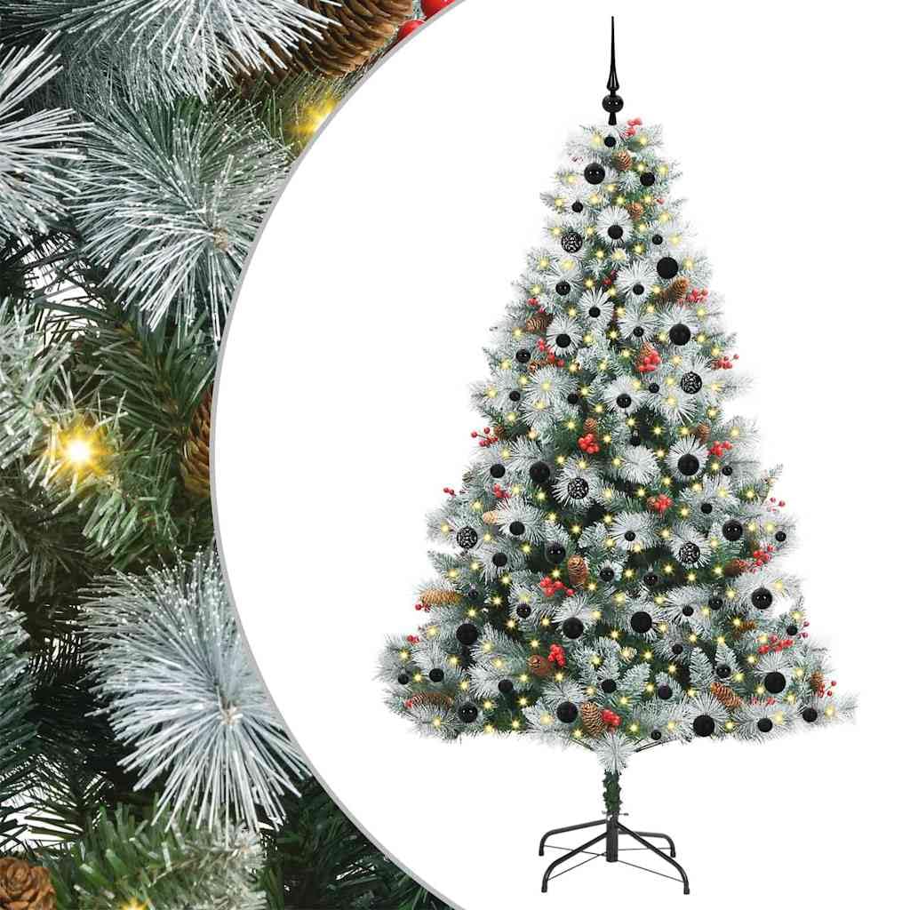 Decoraciones navideñas árbol de Navidad artificial verde de 210 cm y luces LED fijas