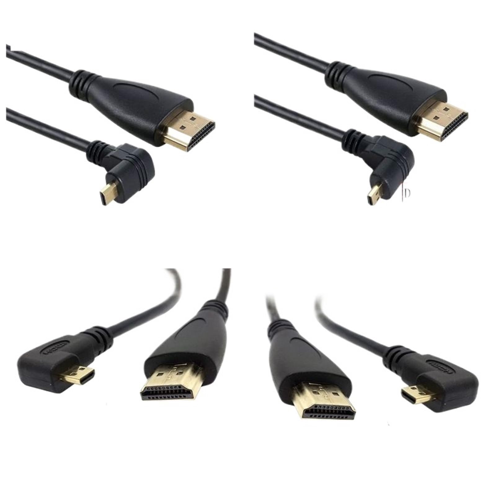 Kabel typu A A Micro HDMI typu D góra dół lewy i prawy kąt 3D kabel kolankowy 4K 1080p Audio kompatybilny z Micro HDMI do kamery tabletu (3m, Up)