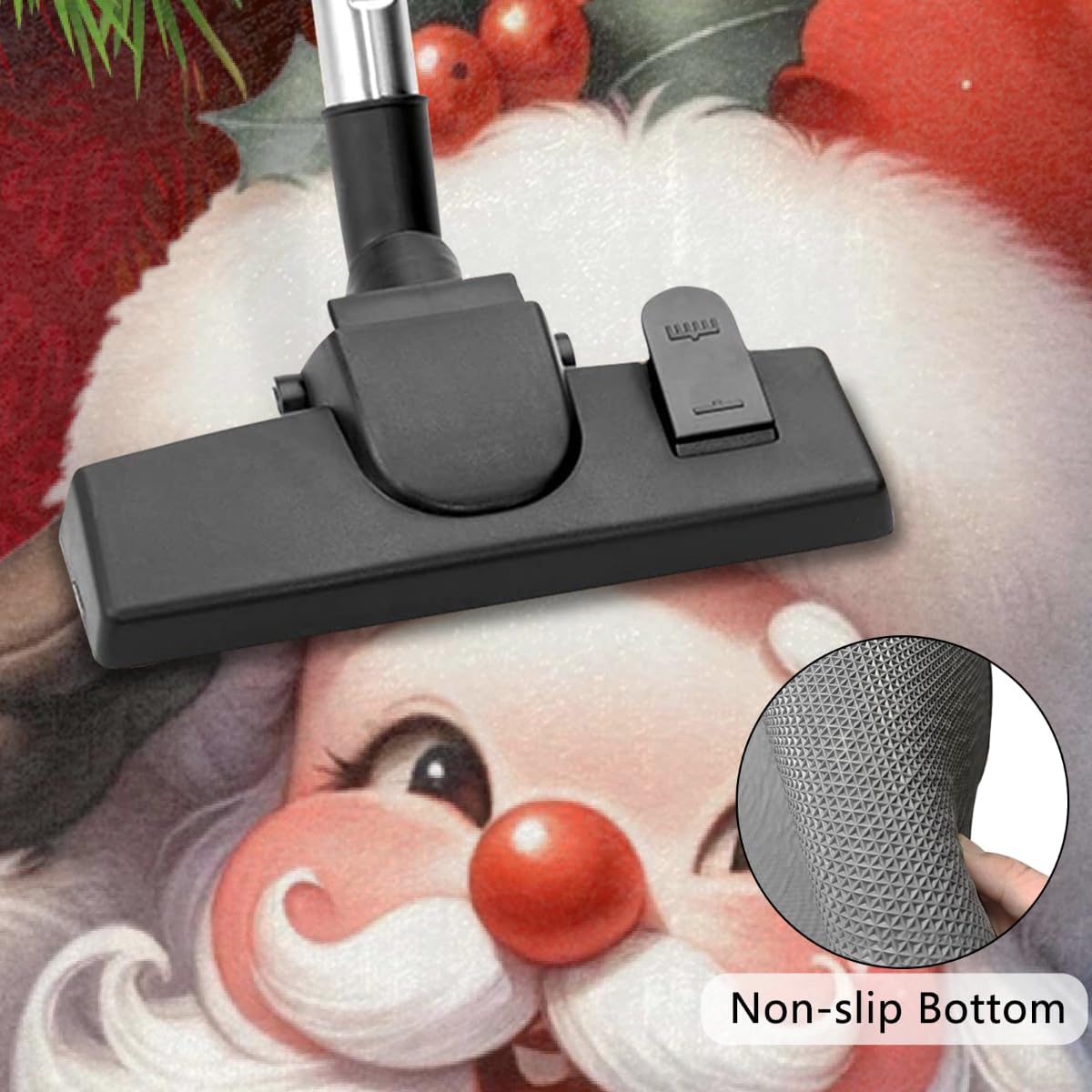 Half Round Door Mat Christmas Santa Claus Red Non Slip Absorbent Semi Circle Area Rugs Washable Half Moon Floor Mats for Indoor Patio Kitchen Bathroom Entryway Fireplace Home Carpet Festival Decor