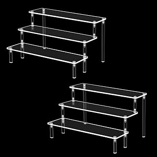 2 Set Acrylic Display Stands, 3 Tiers Clear Acrylic Risers for Display, Perfume Holder Organizer Make Up Storage for Dresser