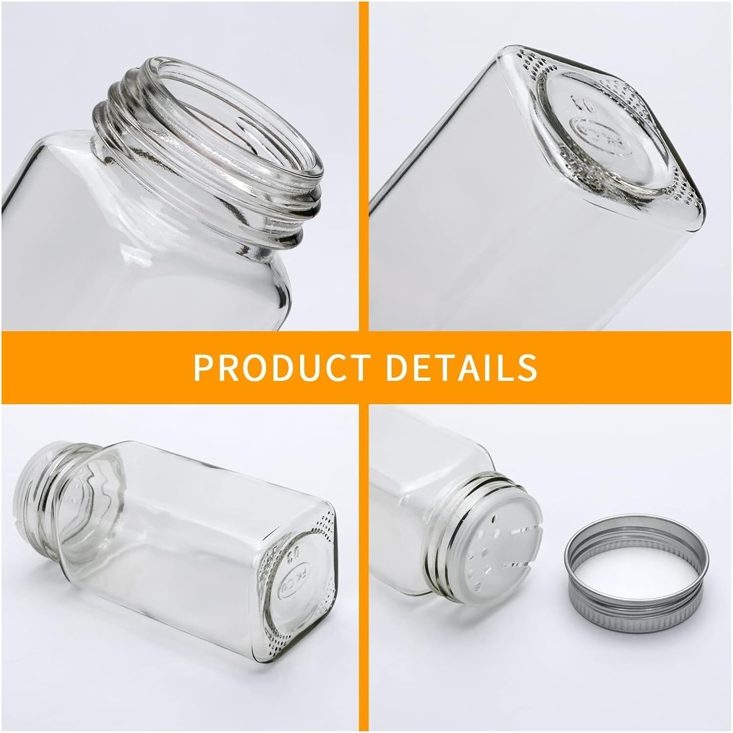 12Pcs 4oz Glass Spice Jars With Silver Lid Seasoning Containers With Shaker Lids Organizer Kitchen Jar Set(12pcs 4ozl jars set)