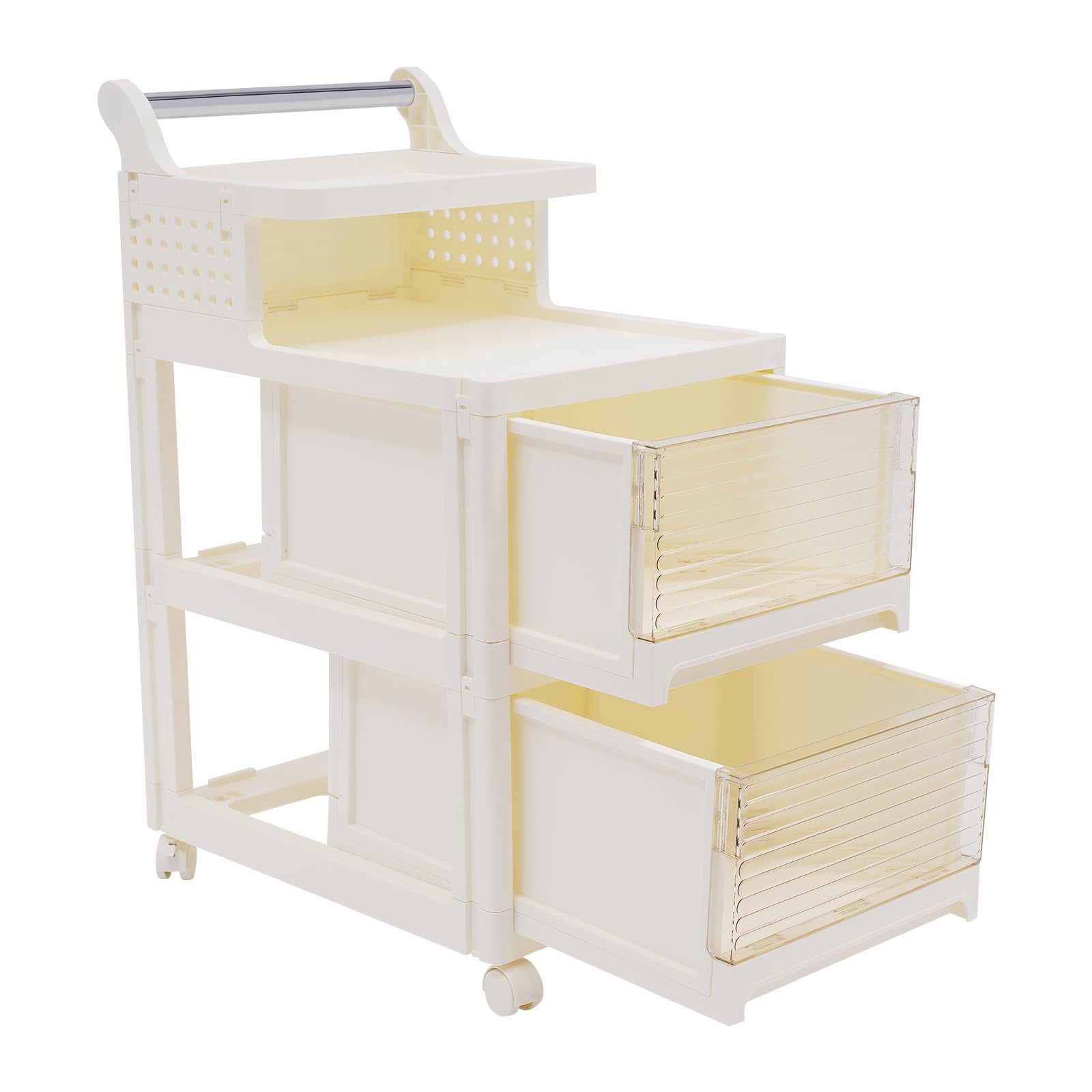 Carrello portaoggetti multifunzione con cassetti semitrasparenti, carrello da ufficio, per camera da letto, cucina, sala da pranzo, bagno, soggiorno, lavanderia, ufficio (36 x 49 x 75 cm)