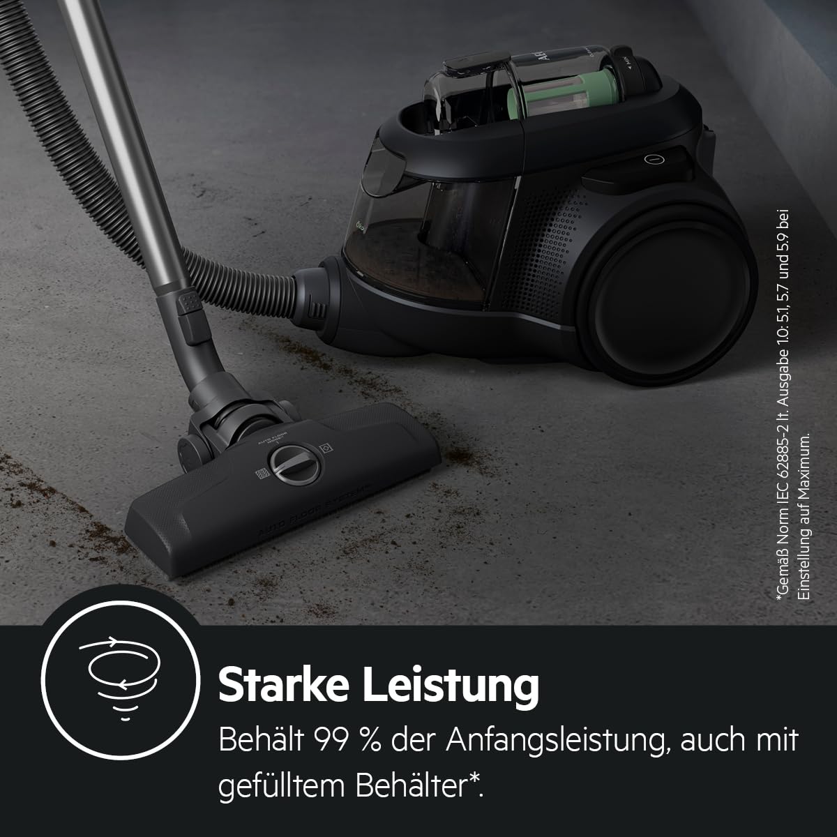 AEG CLEAN 6000 ÖKO Staubsauger beutellos, ETM Testsieger, 60 Prozent Recyclingmaterial, 550 W, Zusatzdüsen, Softräder, 74 dB(A), 12 m Aktionsradius, 1,6 l Staubbehälter, Schwarz, AL61C2ÖKO