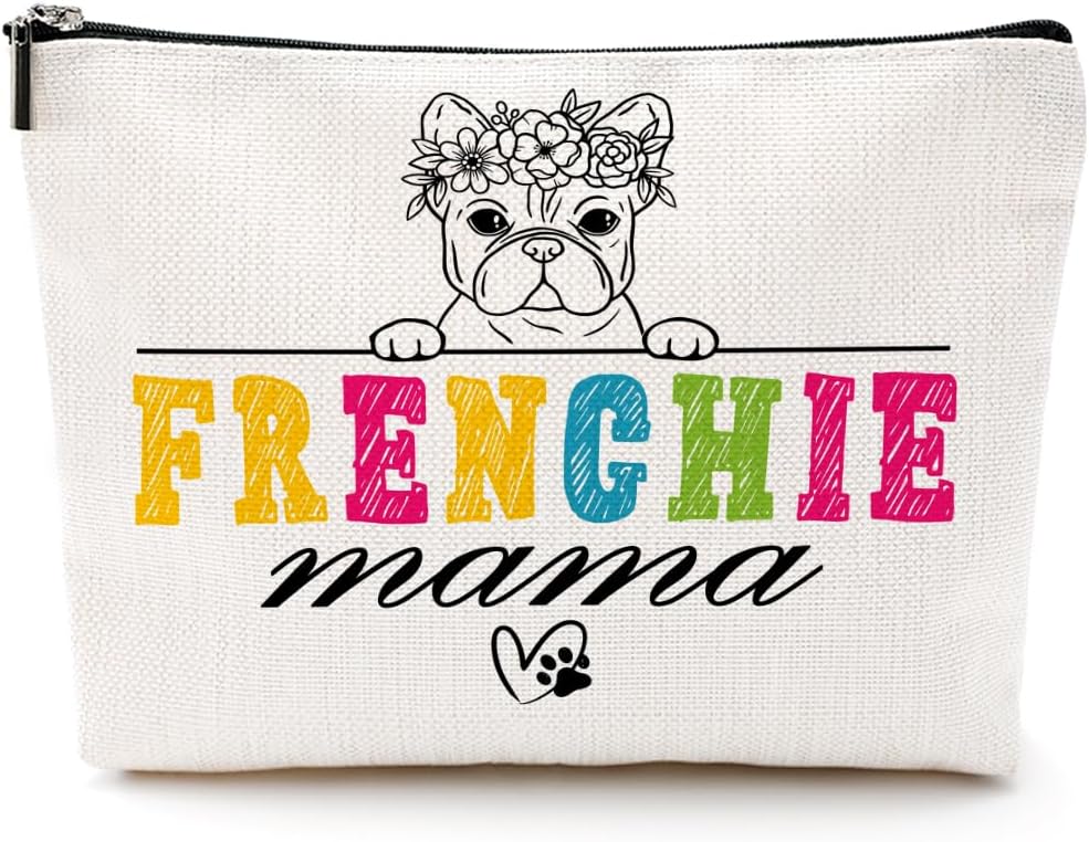 French Bulldog Gifts for Women Makeup Bag, Frenchie Mom Cosmetic Bags, Themed Travel Accessories Bag Gifts for Dog Owner, Ideal Travel Christmas Birthdays Gifts for Dog Lovers Women Sisters Friends