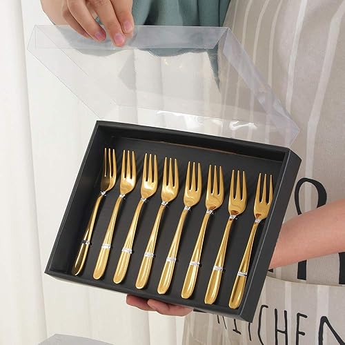 Miniatura 9 de Buyer Star Juego de 8 cucharas de café, coloridas cucharas de postre de acero inoxidable 1810 cucharaditas de café multicolor en caja de regalo