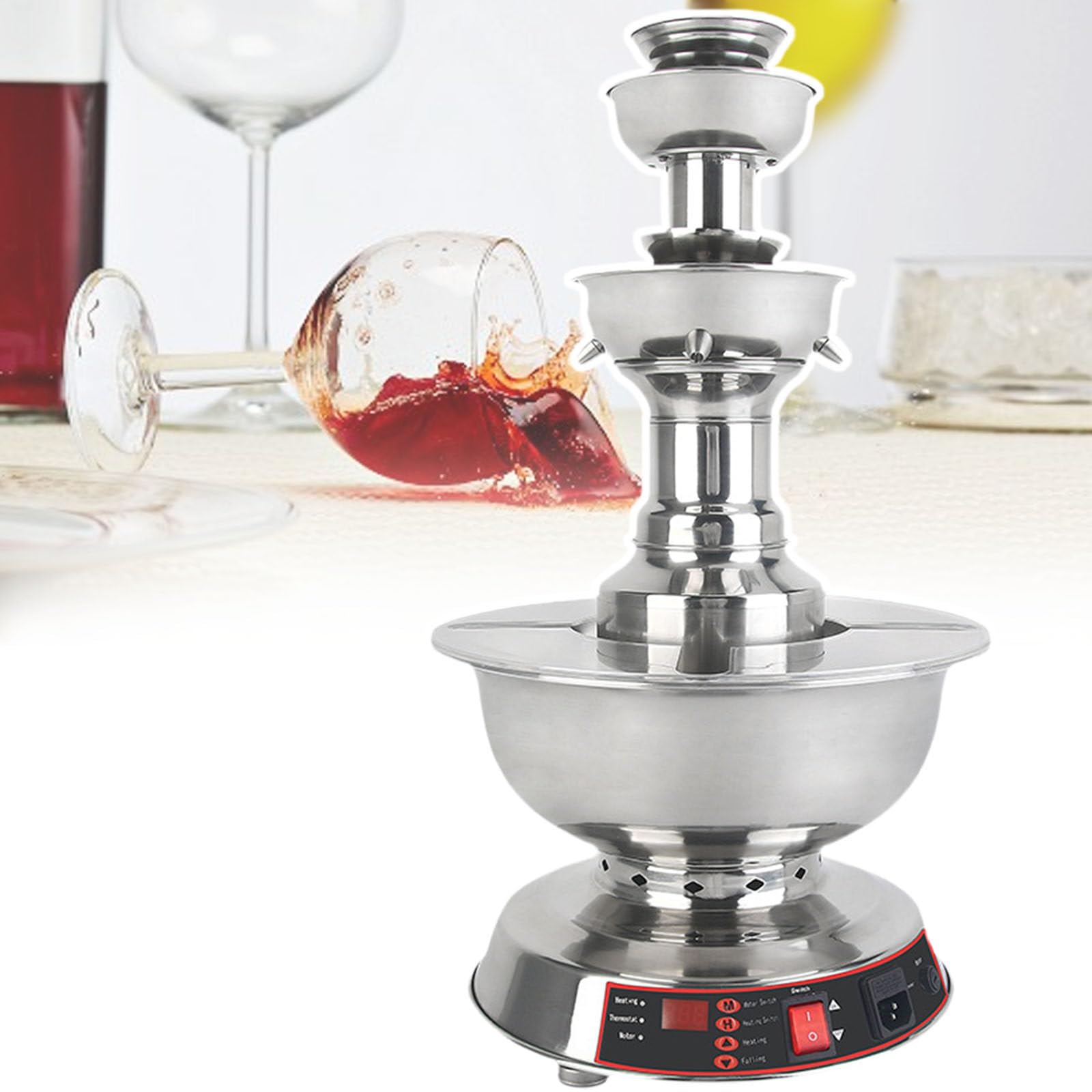 ASerZenith Wine Fountain Machine, Electric Commercial Beverage Dispenser, 3.5L/0-100℃ Temperature Adjustment, Suitable For Bars