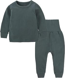 Kids Boys Pants Set Girl Clothes Unisex Solid Sweatsuit Long Sleeve Warm Fleece Pullover Tops Hight Waist Pants Set