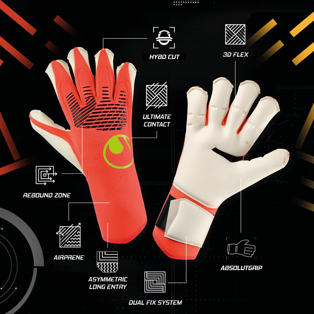 uhlsport FM Zne Absolutgrip Hybd - Guanti da Portiere di Calcio Men's