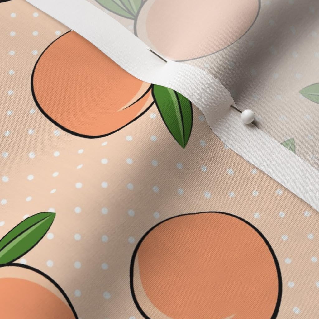 Spoonflower Fabric - Peach Fabric Summer Fruit Little Arrow Polka Dots Baby Girl Printed on Cotton Poplin Fabric by The Yard - Sewing Shirting Quilting Dresses Apparel Crafts