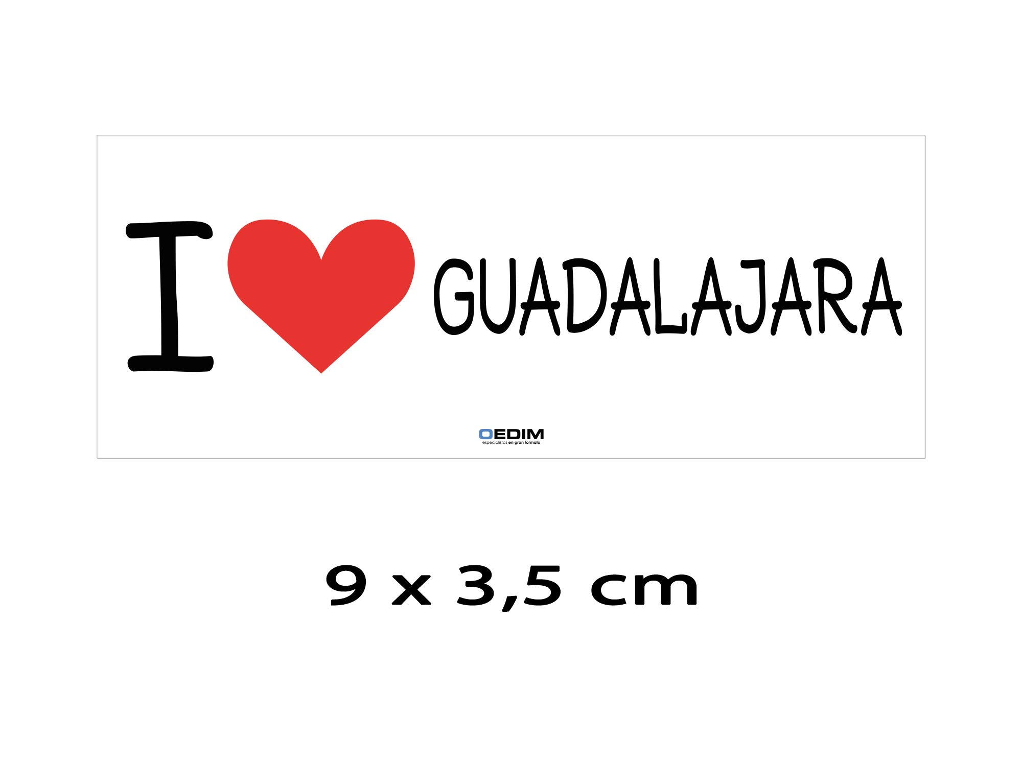 Oedim Rollo Bobina con 1000 Etiquetas de I Love Guadalajara | 9x3,5cm | Fabricadas en Polipropileno Blanco Adhesivo