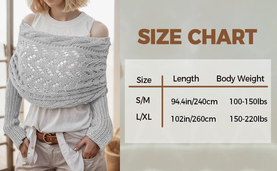 Sweater Scarf with Sleeves for Women Multi-Use Knitted Cable Wrap Shrugs Crochet Fashion Shawl Cape4