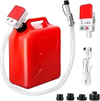 FEEDRON Auto-Stop Fuel Transfer Pump: 51" Hose, 3.2 GPM, Battery/USB Powered, 4 Adapters for Gas, Diesel, Oil - Portable & Leak-Proof