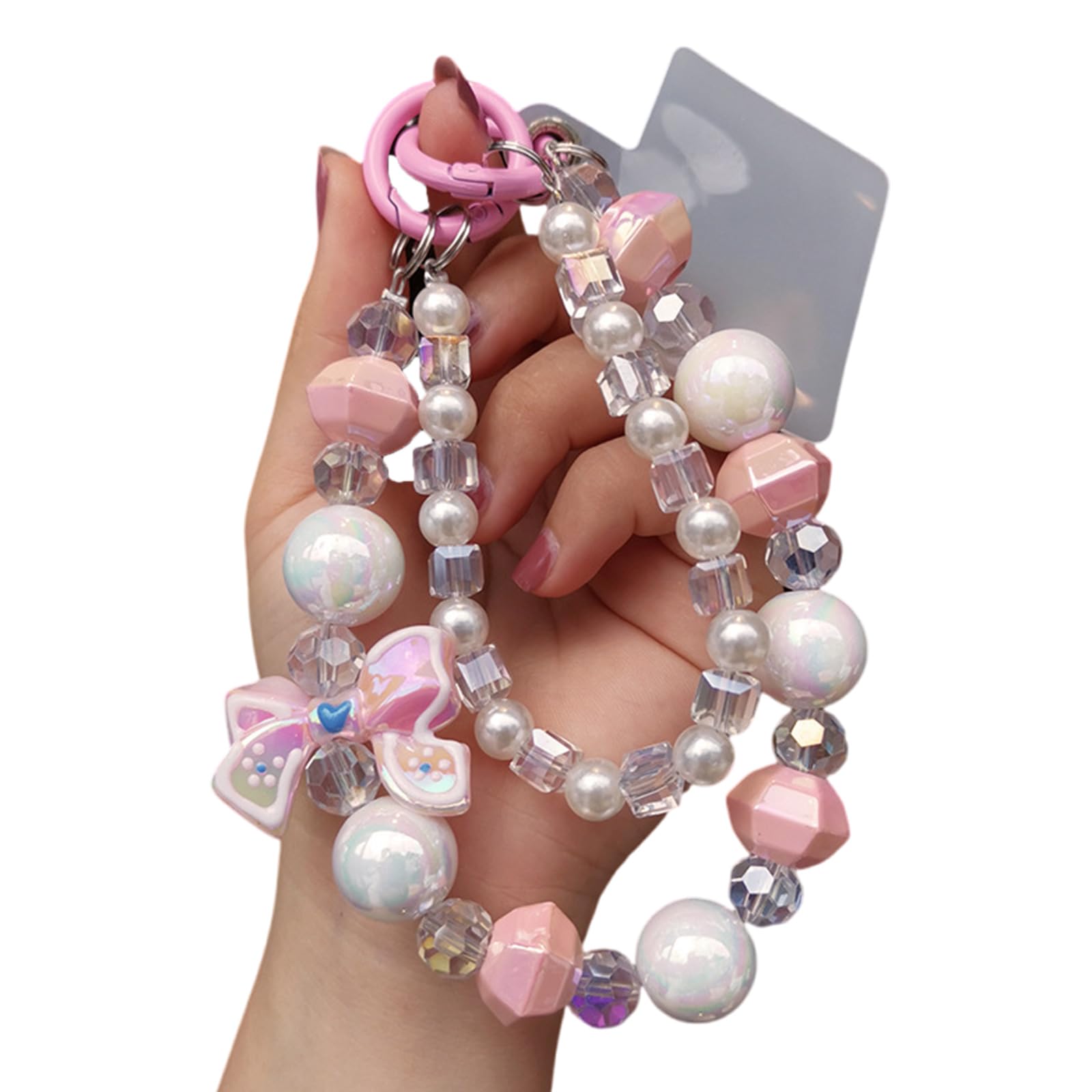 Maxtonser Stylish Bowknot Bracelet Phone Lanyard Sturdy Resin Beads Phone Chain Generic Compatibility For Mobile Devices