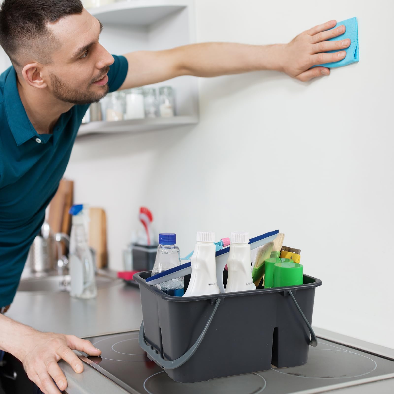 ANNIYA Grand Panier De Fournitures De Nettoyage En Plastique Avec