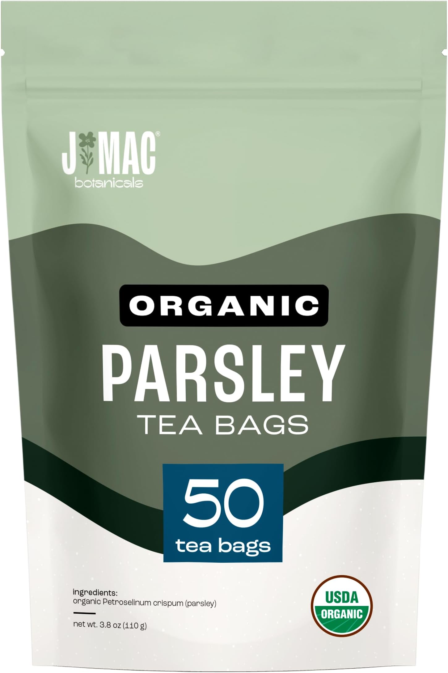 J Mac Botanicals, Organic Parsley Leaf (50 Count)- Certified by Organic Certifiers, Inc. - Quality Tea From Nile Valley, Egypt, Packaged in the USA