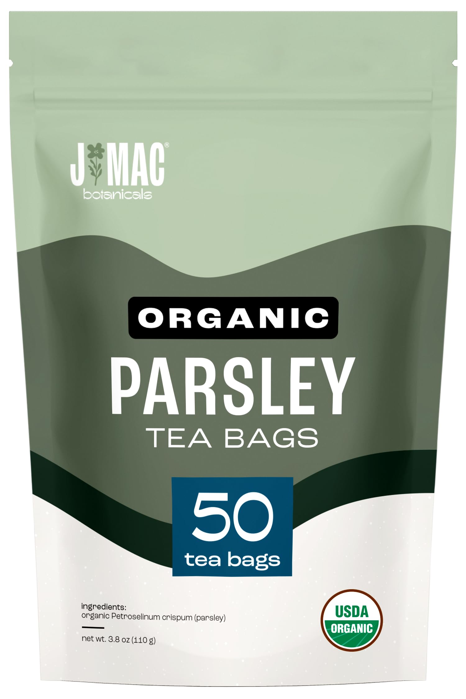 J Mac Botanicals, Organic Parsley Leaf (50 Count)- Certified by Organic Certifiers, Inc. - Quality Tea From Nile Valley, Egypt, Packaged in the USA