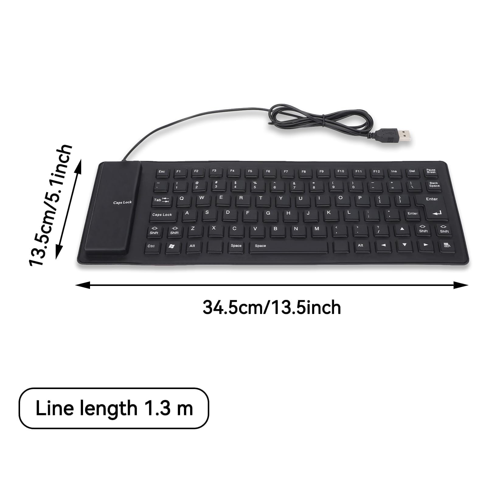 Agatige Tastiera in Silicone Impermeabile, 85 Tasti USB Cablata Tastiera Flessibile Portatile in Silicone Morbida e Silenziosa Tastiera Rollup per PC Laptop Notebook e Viaggio (Nero)