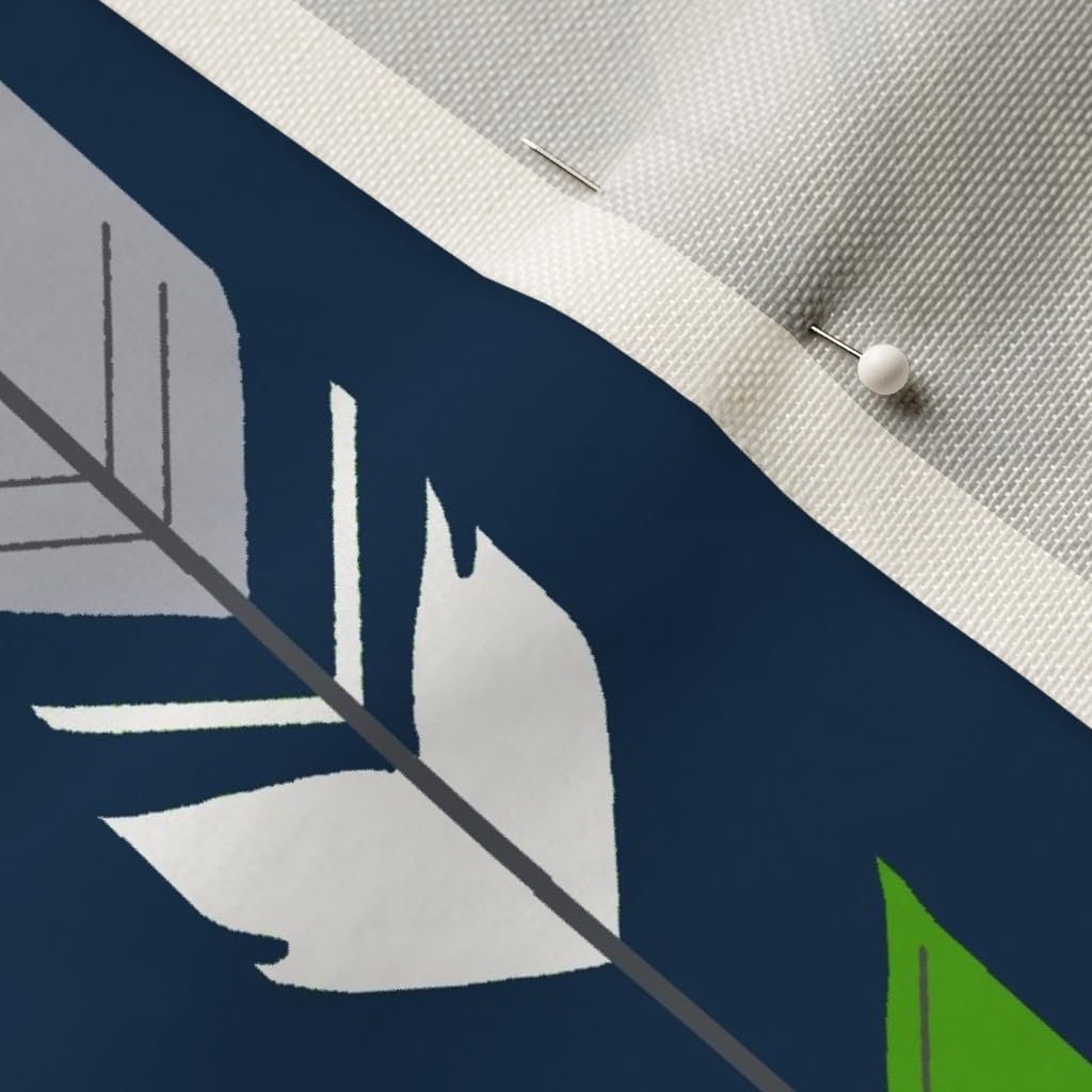 Spoonflower Fabric - Arrow Feathers Green Grey Navy Lime Arrows Fletching Printed on Upholstery Velvet Fabric Fat Quarter - Upholstery Home Decor Bottomweight Apparel