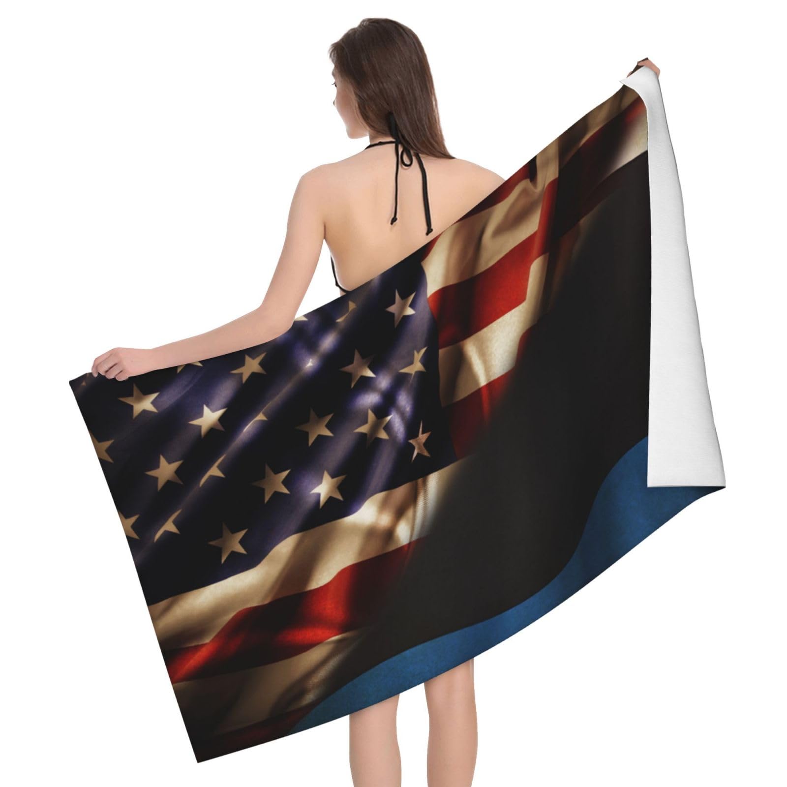 HLBSDM Microfiber Combined Estonia and USA Flag Beach Towel Quick Dry Soft Sand Free Beach Towels for Pool Swim Beach Lightweight Thin Towels