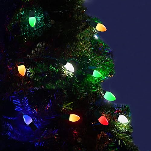 Miniatura 7 de NIOSTA C7 - Luces LED de Navidad, 25 pies, multicolor, conectables, luces de Navidad grandes, impermeables, para árbol de Navidad, jardín, patio,