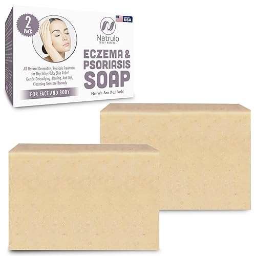 Barra de jabón para eczema para cara y cuerpo Dermatitis totalmente natural, solución de psoriasis para alivio de la piel seca y escamosa
