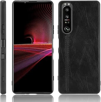 Case for Sony Xperia 1 III Case Cover,Retro PU Leather Ultra Slim Shockproof Case for Sony Xperia 1 III 5G XQ-BC52 XQ-AC52 XQ-BC42 XQ-BC62 XQ-BC72 Case Black