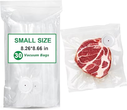 Reusable Vacuum Sealer Bags for Food Storage, 30 Pack BPA-Free 8.26 * 8.66 in, Freezer & Microwave Safe, Odor & Leak Resistant Vacuum Sealer Vacuum Bag