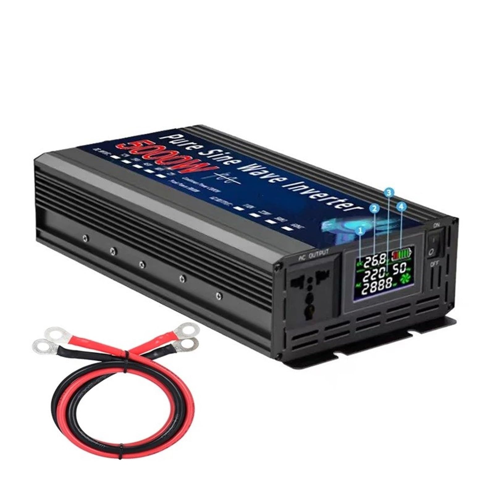 Inversor Corriente Convertidor Voltaje Portátil CC A CA 50 Hz/60 Hz para Coche Inversor Solar Onda Sinusoidal Pura 12 V 220 V 110 V 2000 W 4000 W 5000 W Convertidor(12V,220V 60HZ,4000W)
