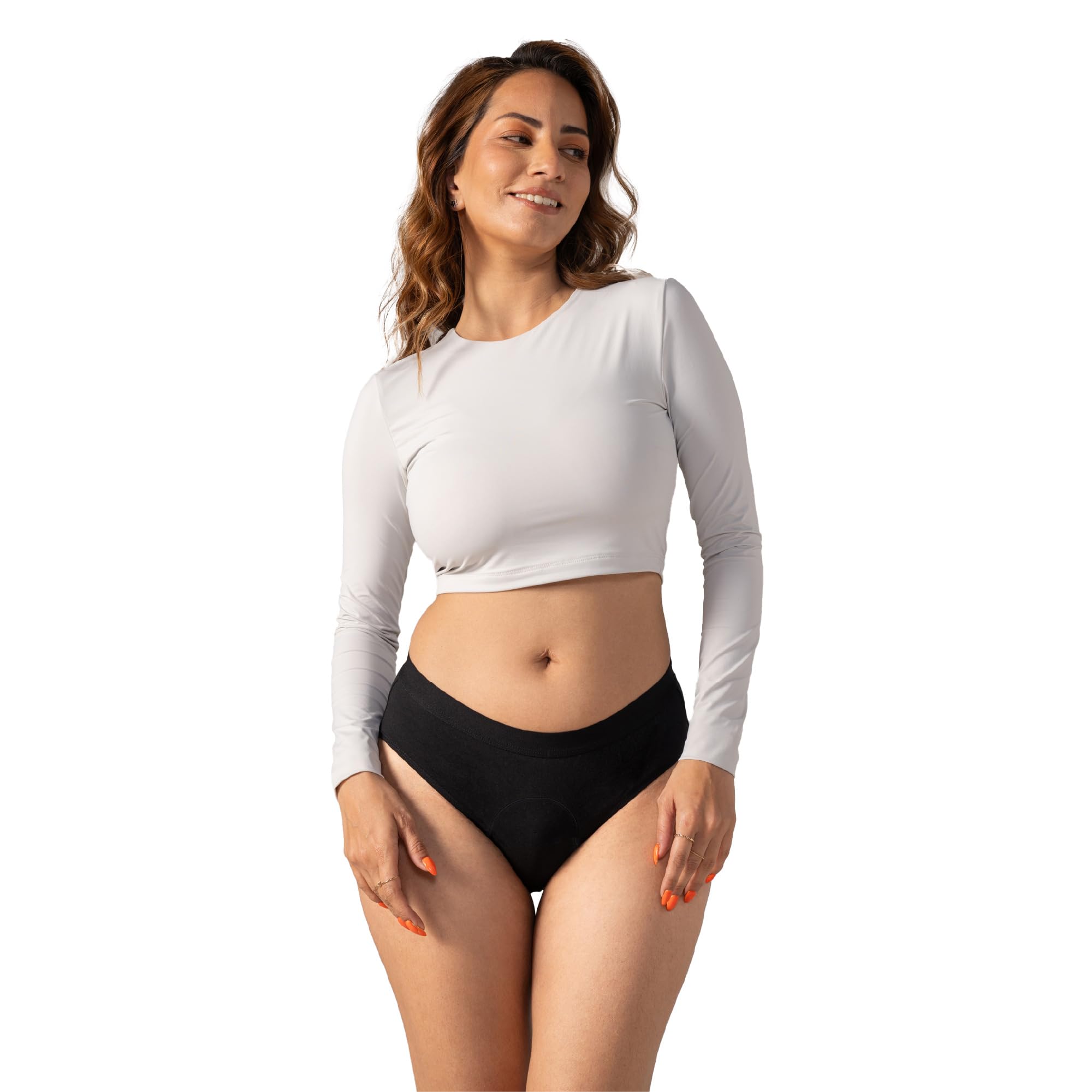 Mahina Cotton Period Panty for Girls & Women - Black, No Pads Required, Mid-Waist, Reusable, Leakproof, No Rashes