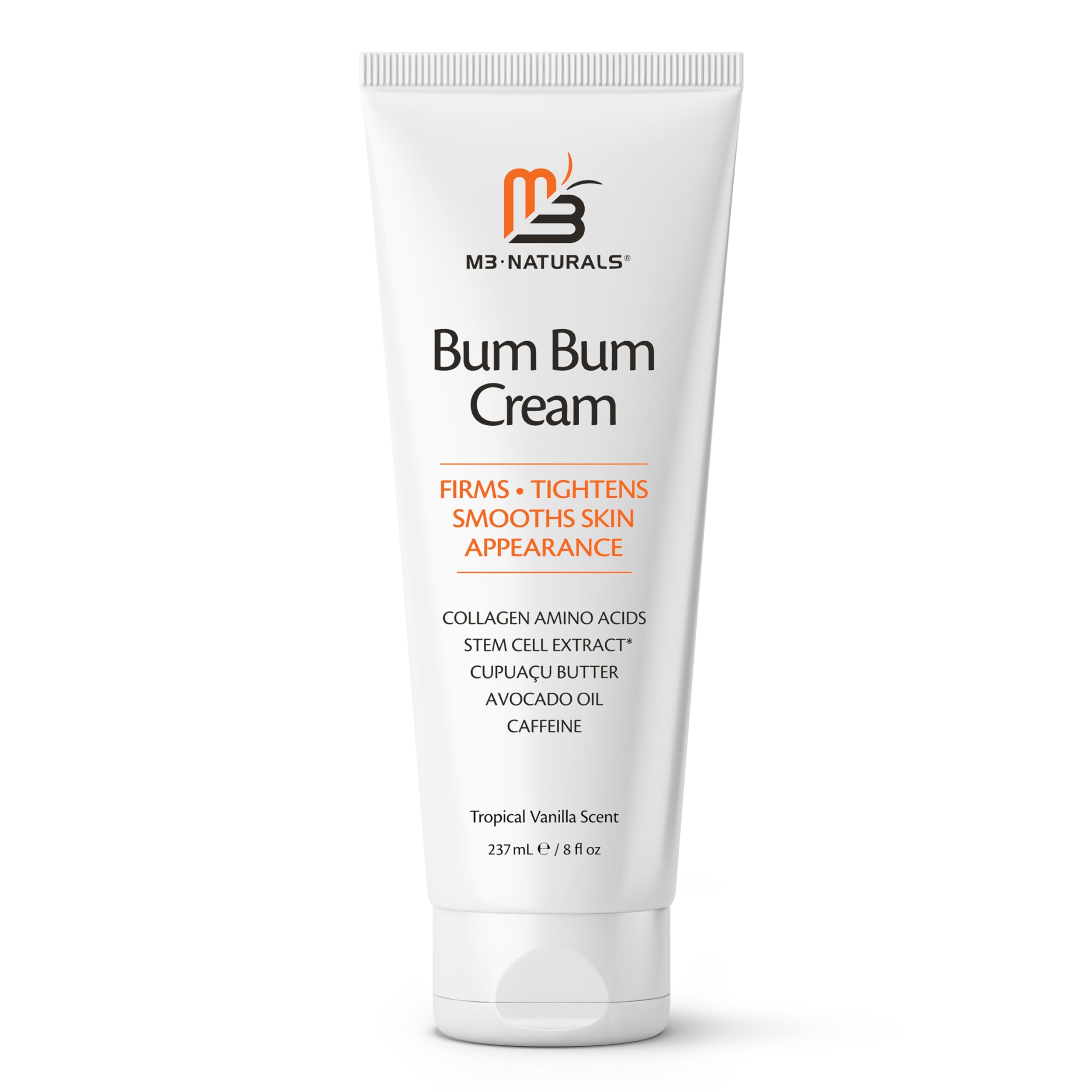 Bum Bum Cream with Lemon Vanilla Scent, 2-in-1 Skin Care Cellulite Treatment & Massage Lotion, Non-Greasy Skin Tightening for Firm Butt, Belly, and Thighs with Cupuaçu, Collagen, and Caffeine, 8 Fl Oz