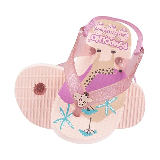 Chinelo da Pimpolho Infantil Menina Baby Com Elástico Sandália Praiana, Solado Antiderrapante, Idade 04 Meses A 03 Anos, Tamanhos 17 a 23