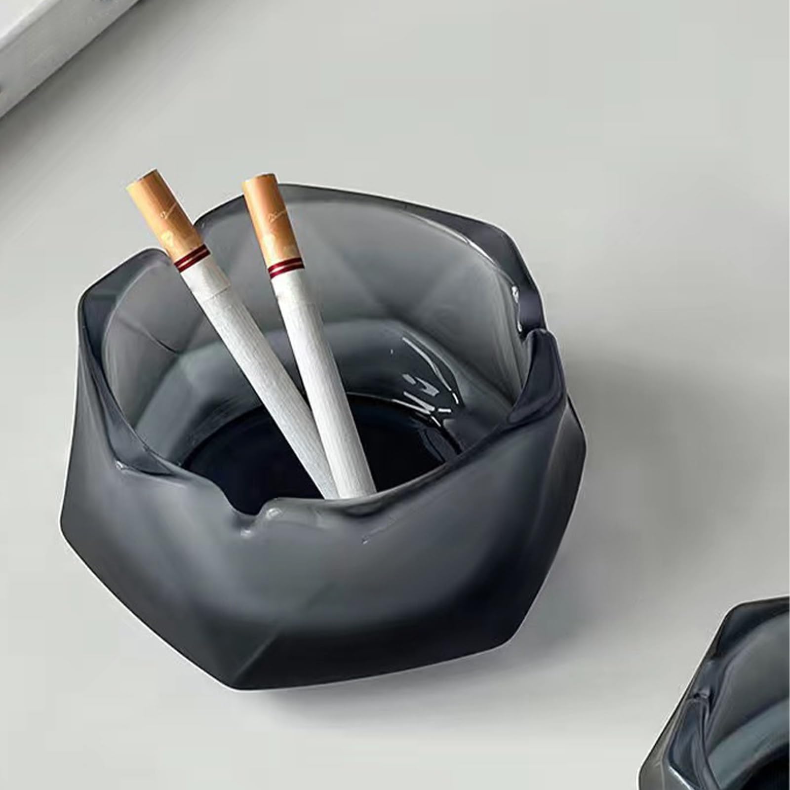 Posacenere in vetro trasparente, multifunzionale, per interni ed esterni, facile da pulire, design portatile, ideale per auto e decorazione della casa