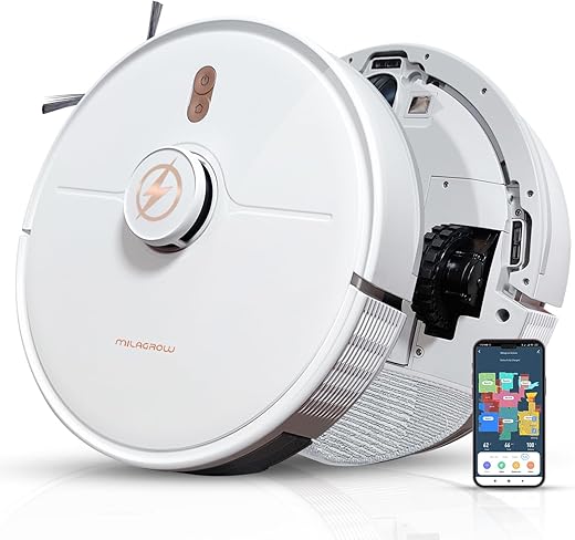 MILAGROW iMap 15 Pro 3 in 1 Robotic Vacuum Cleaner with 6500Pa Powerful Suction, 5200 mAh EV Grade Battery, 4 hours runtime RT2R 2.0 LIDAR…