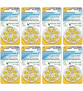 Powermax Size 10 Hearing Aid Batteries, Made In USA, Yellow Tab, 64 Count