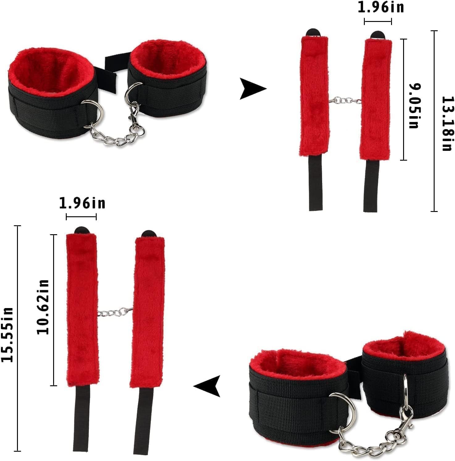 Bondge Ties Sex Bondage Wrist & Thigh Cuffs BDSM Restraints Set, Sex Funiture for Adult Couple Bed Restraint Sex Bondage Kit Chain Wrist and Ankle Tied Down for Women for Men Sweater Yoga t82