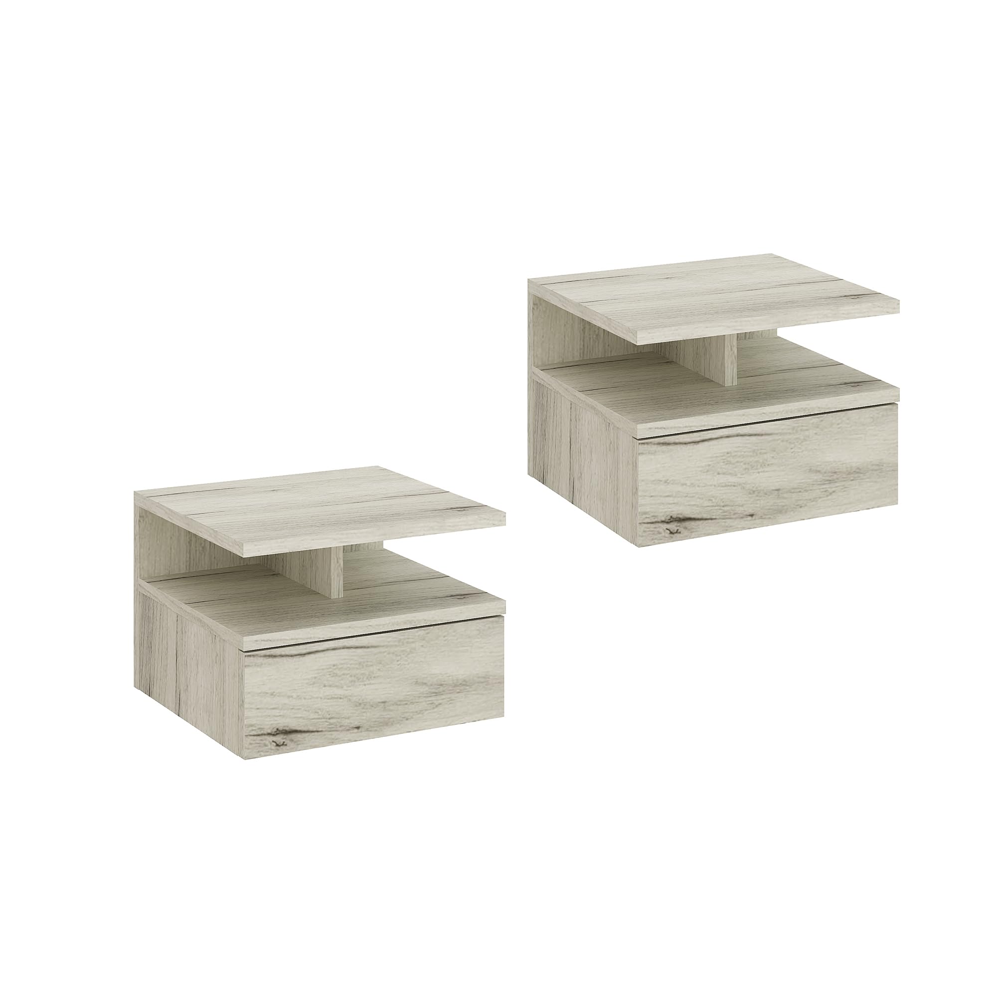 Komto Floating Bedside Table with Drawer, Wall Mounted Bedside Cabinet
