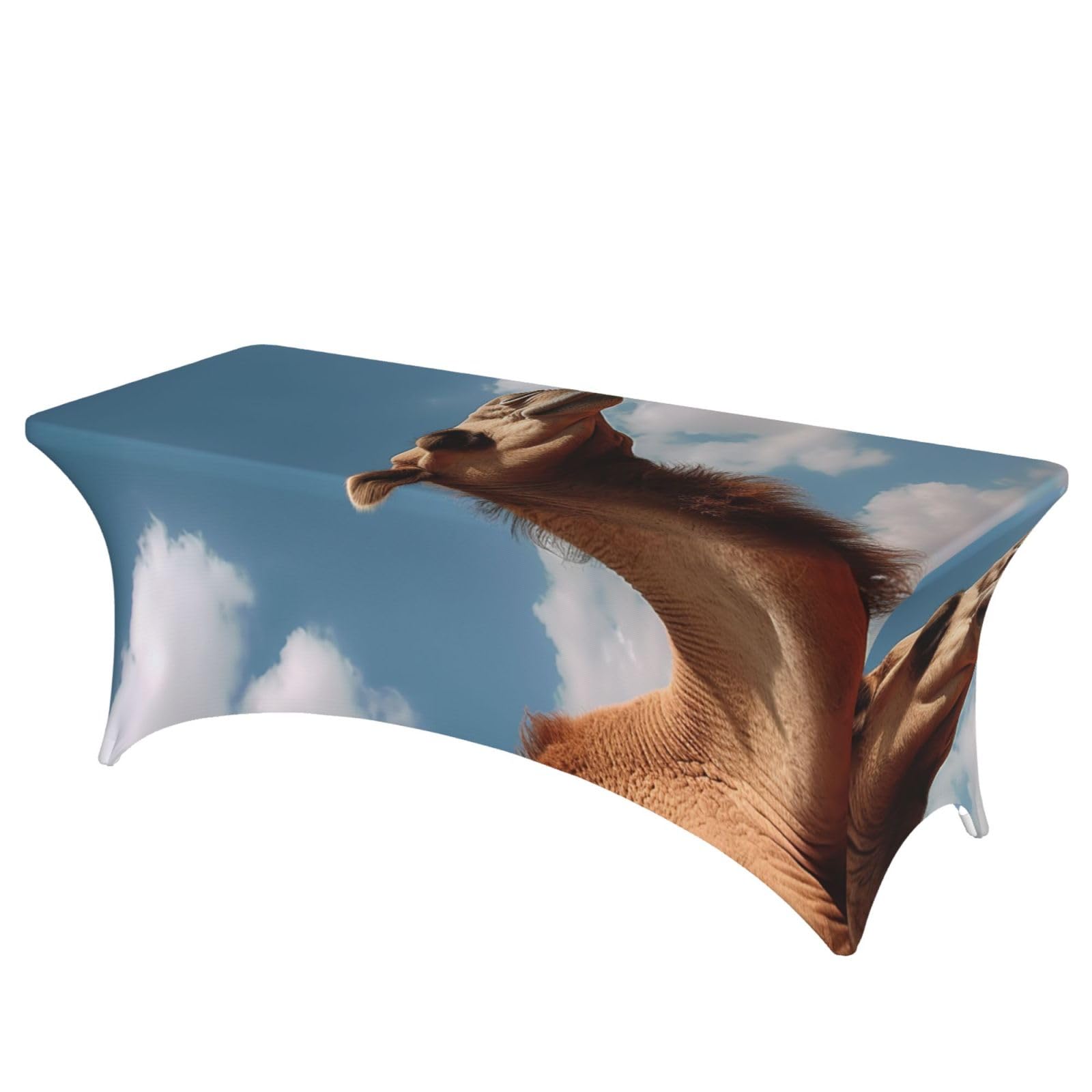 DWVTSLH 6FT Spandex Table Covers for Rectangle Tables, Wrinkle Resistant Stretch Tablecloths, Ultimate Fitted Animal Table Cloth for Party, Wedding, Banquet