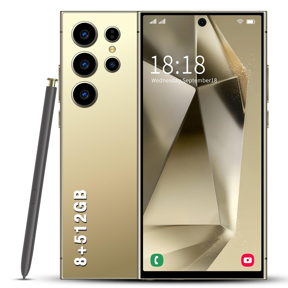 W24 Ultra Cell Phone,6.8",5G Unlocked Android,Cell Phone with S Pen,8GB+512GB Smartphone, Latest 10 Core CPU,72MP+108MP Zoom Camera,8000mAh Long