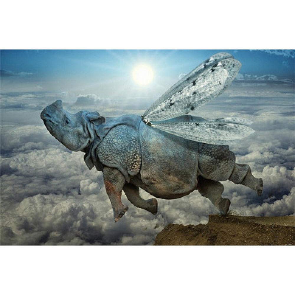Kit broderie diamant 5D hippo ailé mosaïque carrée haut de gamme