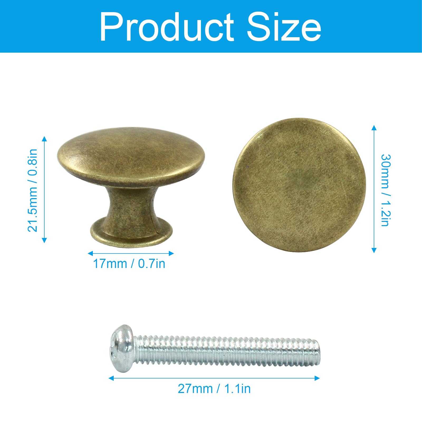 Cjueiom 24Pcs Kitchen Cabinet Knobs, Antique Brass Door Knobs - Image 2