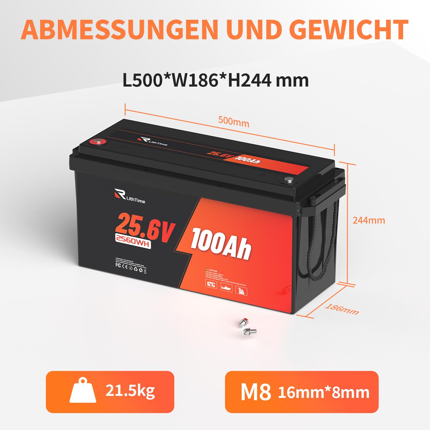 24V 100Ah LiFePO4 Batterie mit 20.5kg Leichtgewicht 100A BMS IP65 wasserdicht A-Grade Zellen 24v 100ah lifepo4 für Wohnmobil Boot Solaranlage