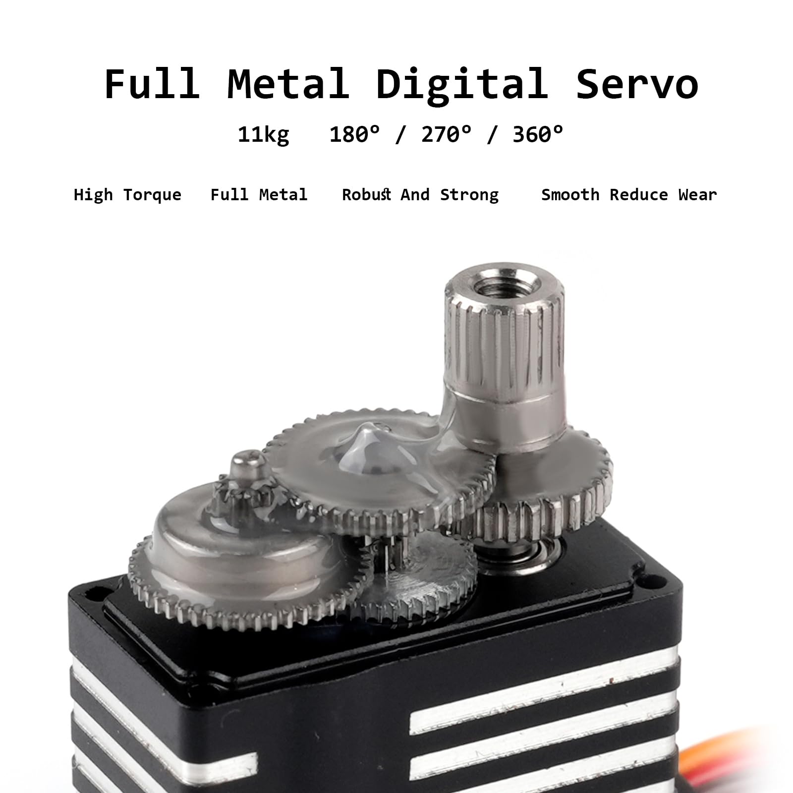 Mini servo numérique entièrement en métal à couple élevé de 11 kg, moteur sans noyau haute pression, micro servo programmable pour voiture télécommandée (270 degrés)